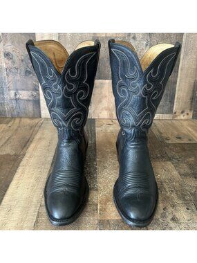 Lucchese Bootmaker M3430 Black Western Cowboy Boots Mens 11 EE